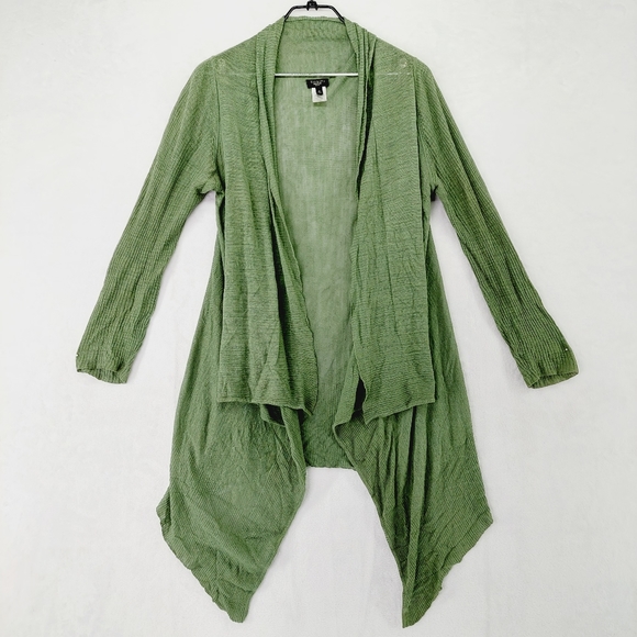 Talbots Sweaters - Talbots Linen/Viscose Knit Olive Green Opened Cardigan P6938